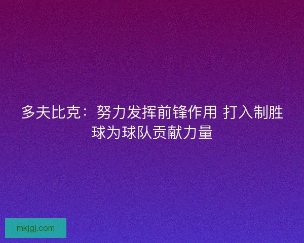多夫比克：努力发挥前锋作用 打入制胜球为球队贡献力量